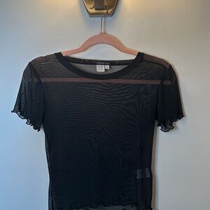 Twik Black Sheer Mesh Crop Top